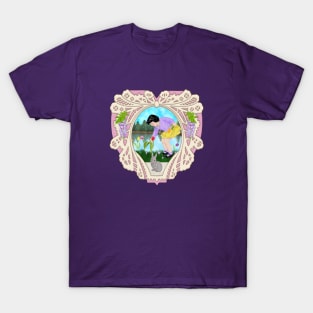 Easter Girl with Tulips, in Heart T-Shirt